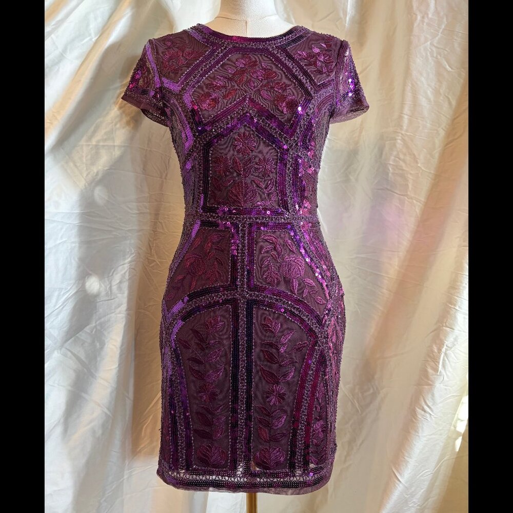 LULUS PURPLE SEQUIN BEADED EMBROIDERED DRESS NWOT MEDIUM